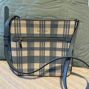 Kate Spade Checkered Blue and White Crossbody Bag